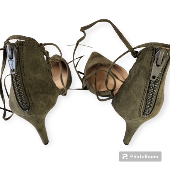 Cato Sage Green Lace-up Pointed Toe Career Heels Size 9M NWOT - Picture 2 of 11